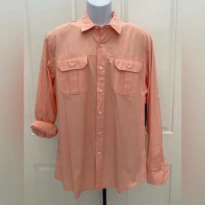 НОВЫЙ с ярлыком-APT. 9 Оранжевый карман кнопка длинным рукавом рубашка XXL - Изображение 1 из 3