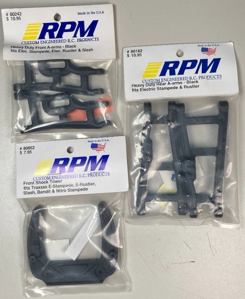 RPM 80182 80852 80242 Black Shock Tower, A-Arms Traxxas Rustler Stampede - Image 1 of 1