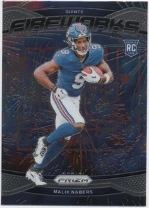 Malik Nabers 2024 CALCIO PANINI PRIZM FUOCHI D'ARTIFICIO RC #21 Giganti - Foto 1 di 2