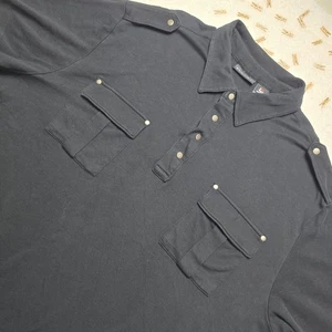 Synrgy Herren 2XL Schwarz Poloshirt Kurzarm Military Style Taschen Knopfleiste - Bild 1 von 12