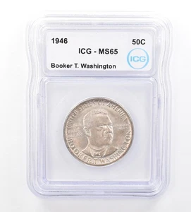 1946 Booker T Washington Commemorative Half Dollar MS65 ICG Beautiful Tone *1614 - Picture 1 of 3