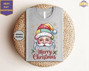 Christmas Santa Shirt Bella Canvas Retro Style Women Tee Soft Fabric - Picture 1 of 6