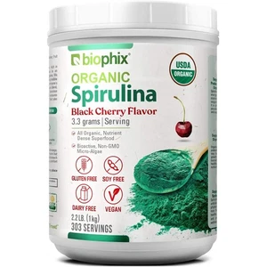 biophix Organic Spirulina Powder Black Cherry Flavor 2.2 lbs 1 kg - Picture 1 of 9