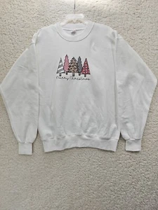 Hanes Women's Holiday Embroidered Christmas Trees Sweatshirt Size Medium - Picture 1 of 8