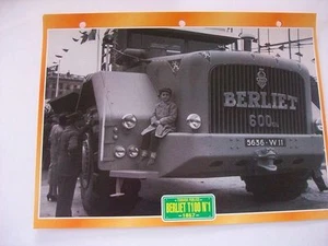 CARTE FICHE CAMION TRAVAUX PUBLICS BERLIET T 100 N°1 1957 - Picture 1 of 1