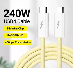 ⚡️Thunderbolt 4 Pro 40Gbps USB4 USB Type C 240W Yellow Data Cable 6 ft - Picture 1 of 9