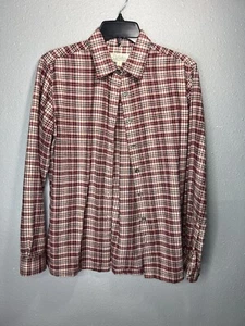 CABELA'S Shirt Womens S Flannel Plaid Button Front Long Sleeve Cotton Red Cream - Picture 1 of 6
