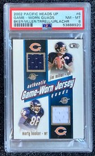 2002 Pacific Brian Urlacher Heads Up Game-Worn Jersey Quads #6 (HOF) PSA 8 NM-MT