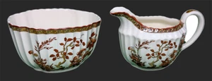 SPODE Bone China - Indian Tree Pattern - Rust - Creamer & Sugar Bowl - New Mark - Picture 1 of 8