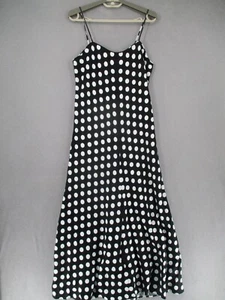 Country Road Dress Womens 8 Black White Polka Dot Linen Sleeveless Midi A Line - Picture 1 of 21