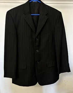 Kenneth Cole Unlisted Men's 38S 100% Wool 3 Button Suit jacket Black w/ Stripes - Picture 1 of 7