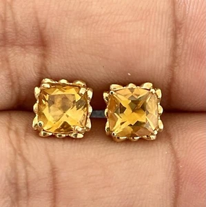 10K Yellow Gold 3.00CTW Citrine Stud Earrings (AB58) - Picture 1 of 6