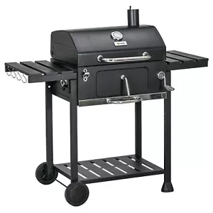 More details for charcoal bbq grill smoker trolley with shelves, bottle opener and wheels