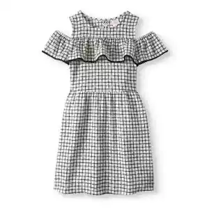 Wonder Nation Girls' Ruffle Overlay Cold Shoulder Dress Size 4-5 - Picture 1 of 4
