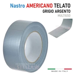 NASTRO AMERICANO TELATO RESISTENTE 48 MM X 25 MT GRIGIO ARGENTO IMPERMEABILE - Foto 1 di 3