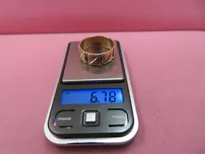 Art Carved Heavy 14k Solid Yellow Gold 7.33mm Band Ring Sz 8.5 - 6.78 G - Picture 1 of 7