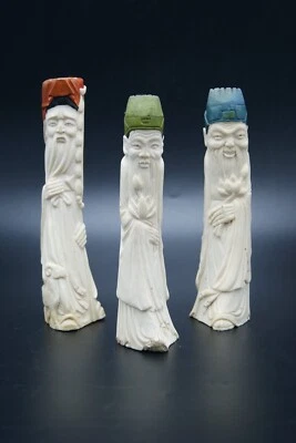 DIOSES CHINOS 19 DIVINIDAD TALLADA A MANO PINTADA 3 FIGURAS ESTATUA MEJOR CALIDAD Foto 1 de 4