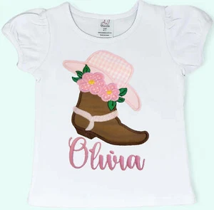 Personalized Cowgirl Toddler Shirt, Western Tee For Girls, Cowgirl Boot Boho Tee - Picture 1 of 4