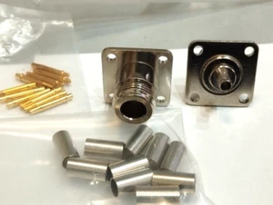 CONNETTORE COASSIALE N FEM. PANN. A CRIMP. x RG58 C. FLANGIA 25X25mm (= 2 PEZZI) - Imagen 1 de 4