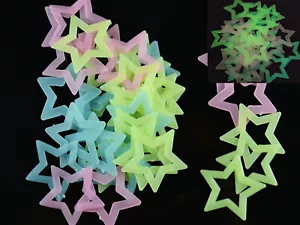 40 Plastic 3D Hollow Stars Adhesive Wall Sticker Glow In The Dark Luminous 45mm - Picture 1 of 19