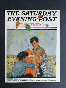 Vintage Saturday Evening Post September 15, 1928 Patching a Kite Cover Only - Picture 1 of 1