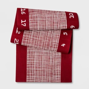 Threshold Christmas Red Check Advent Countdown Days Pocket Table Runner NEW - Picture 1 of 3