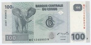 Congo Dem. Rep. 100 Francs 31-07-2007 Pick 98 UNC Banknote Banknote Printer HdM - Picture 1 of 3