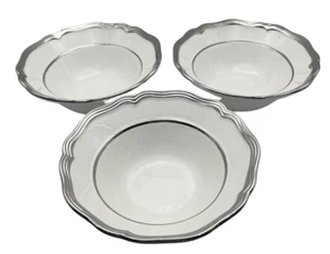 3er Set Suppen-Müslischalen Silberrand weiß - Bild 1 von 5