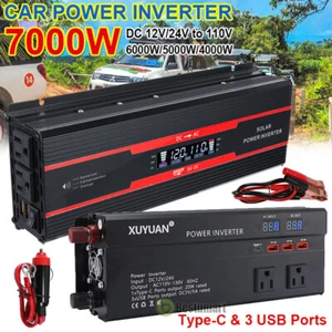 7000W 6000W Convertidor DC 12V 24V A 110V AC Para Carro Auto Inversor Corriente - Picture 1 of 123