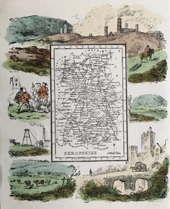 1845 Antique map - Shropshire - from Reuben Ramble's. Scarce - Picture 1 of 2