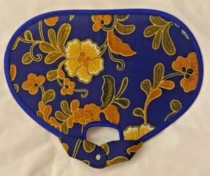 Fan Hand Collapsible Spandex Fabric Handmade Indonesia New Avenico Blue Summe #7 - Picture 1 of 9