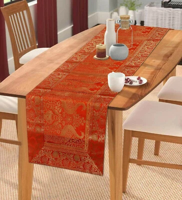 Handmade Silk Brocade Christmas Birthday Decor Dining Table Runner 16"X60" Inch - Image 1 of 4