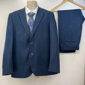 Traje Marks & Spencer Mezcla de Lino Azul 2 Piezas Hombre Blazer 42R Pantalones W36 L29 - Imagen 1 de 24