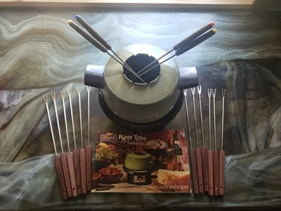 Regal Party Time Fondue Set Avocado Green W/ 12 Additional Japanese Made Forks - Image 1 of 4