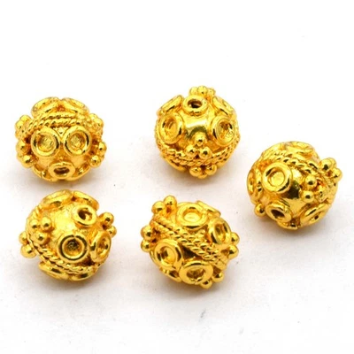 15 PIEZAS CUENTAS BALI COBRE MACIZO 12MM CHAPADO EN ORO 18K 26 Foto 1 de 4