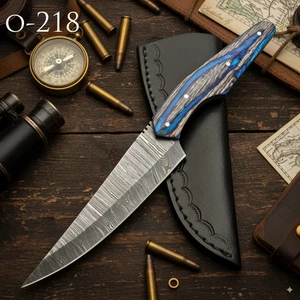9" EXQUISITE ONE OF KIND DAMASCUS STEEL, HUNTING, SURVIVAL KNIFE,PAKKAWOOD O-218 - Picture 1 of 11