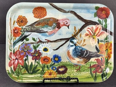 Avenida Home Nathalie Lete Birds & Flowers - Birch Wood Tray Handmade In Sweden - Image 1 of 4