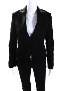 BCBG Max Azria Womens One Button Long Sleeved Slim Fit Crop Blazer Black Size XS - Picture 1 of 7