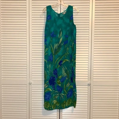 Maxi Vestido Sheri Martin NY Vintage Tropical Cuello Redondo Sin Mangas Cambio  Foto 1 de 4