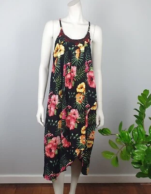 Sun Goddess Size 12 Oversized Summer Midi Dress Pleated Beaded Floral Strappy - Image 1 of 4