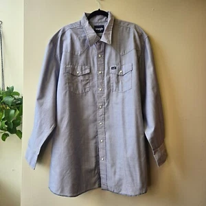 Wrangler Mens 20X37 Tall Long Sleeve Western Shirt Light Blue Pearl Snap Denim - Picture 1 of 14