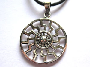 Rueda de sol 925' plata cadena colgante sol negro 26mm Ø / x055 - Imagen 1 de 8