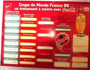COCA COLA® RARE TABLEAU NEUF COUPE DU MONDE FOOTBALL 98 COMPLET 40 x 30,5 - Picture 1 of 3