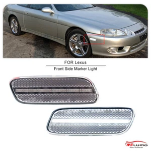 2 x Clear Lens White LED Front Side Fender Light For 1992-2000 Lexus SC300 SC400 - Picture 1 of 12