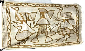 Vintage afrikanisches Korhogo handbemalt gewebt Schlammtuch 31,5 54,5 Senufo Vögel Kunst - Bild 1 von 8