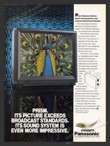 Anuncio publicitario impreso 1989 Panasonic Prism Television Peacock década de 1980 - Imagen 1 de 1