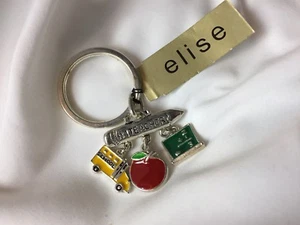 #1 Teacher Gift Keychain Key Dangle Charm School Bus Apple Chalk Board Pencil - Picture 1 of 4