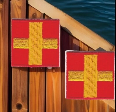 Maritime Signal Flag Letter R Embroidered Romeo Iron on (1 1/4" in) Lot of 2 - Image 1 of 4