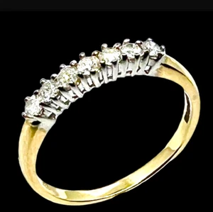 9ct Yellow Gold 0.25ct Diamond Eternity Ring. 7 Diamonds. Size P. 1.5g. NB458 - Picture 1 of 8