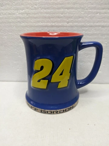 NASCAR JEFF GORDON  #24 3D Coffee Mug Blue & Yellow & Red Signature chip on top Cover
